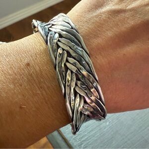 Taxco Solid 925 Sterling Silver Braided Cuff Bracelet